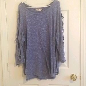 Shimmer Blue Sweater with Criss Cross Detail